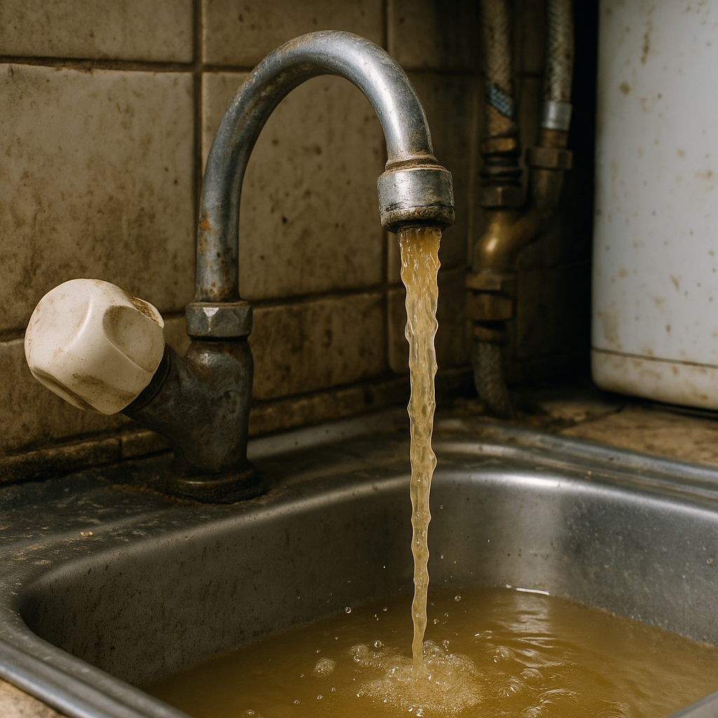 Korrodierte Wasserleitung im Haushalt